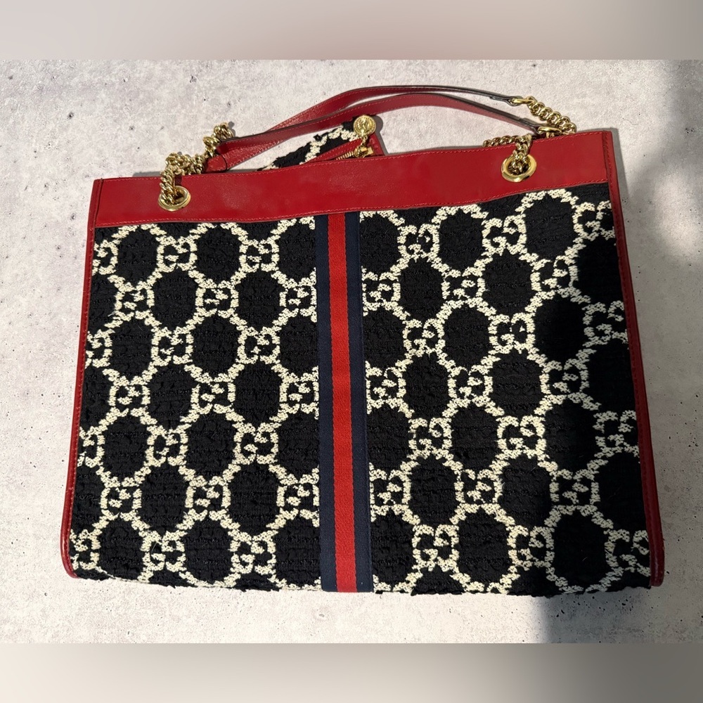 Gucci Rajah tweed tote Bag with wristlet EUC - Picture 8 of 16